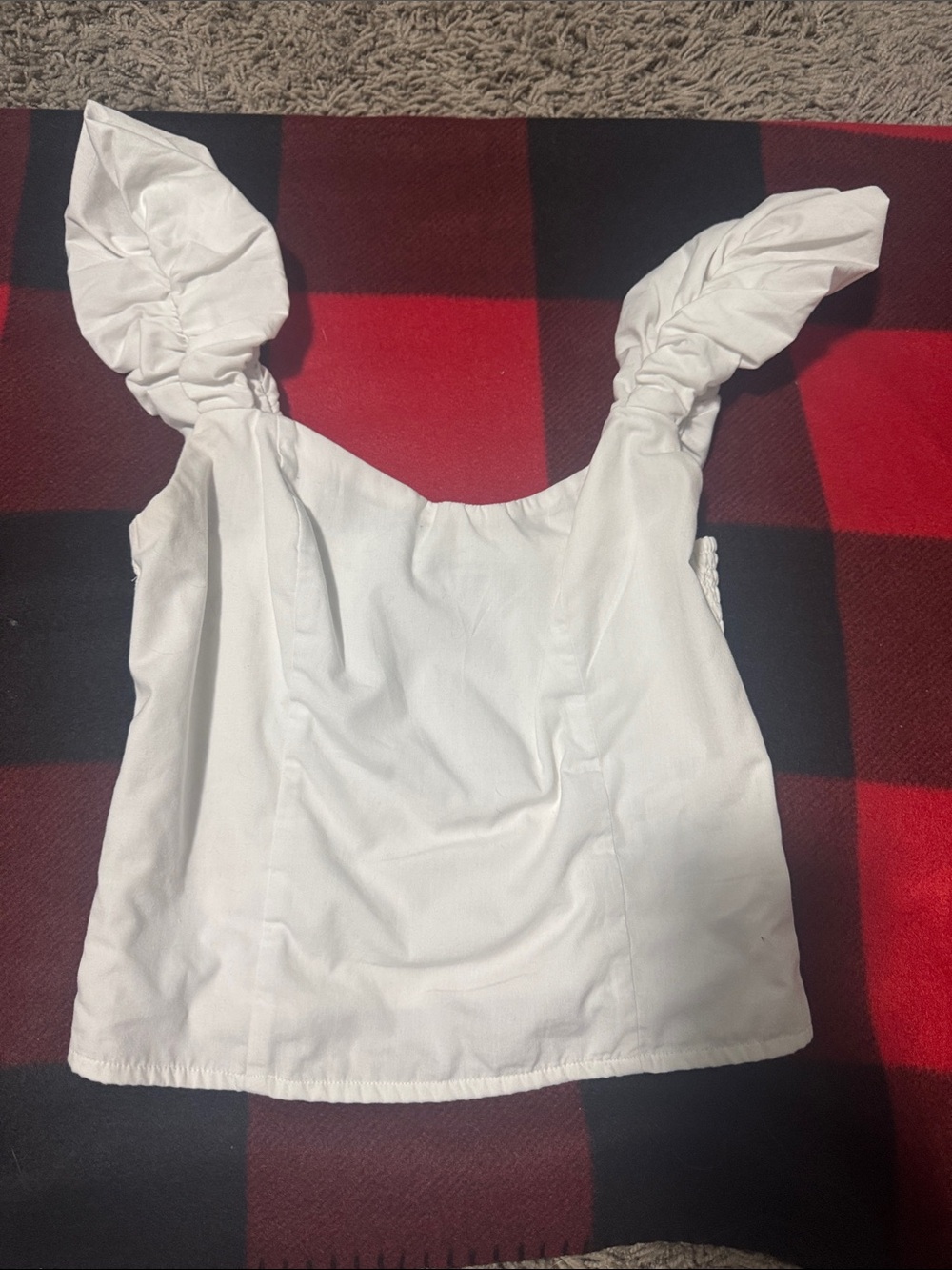 Abercrombie & Fitch White Tie-Shoulder Cropped Camisole